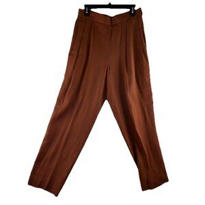 Vtg NOS Evan Picone Sz 16W Womens Harvest Brown Silk Blend Pleated Lined Trouser